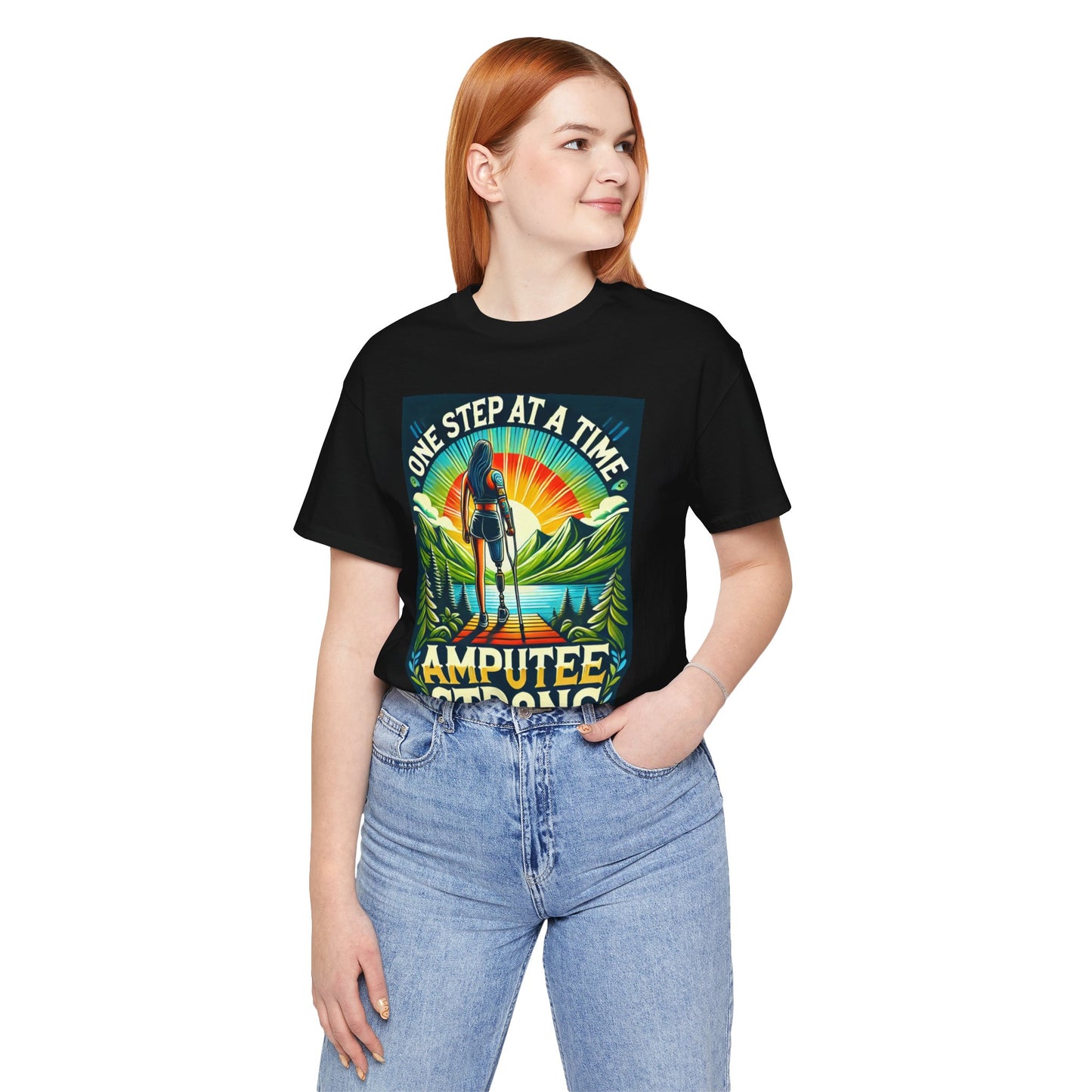 Woman Leg Amputee Amputee Strong  - Graphic Unisex Jersey Short Sleeve Tee