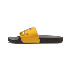 Russell Sage College Mascot Characters Graphic Women's Summer Slide Sandals -  Purple Cow, Red Devil, Golden Horseshoe, Blue Angel