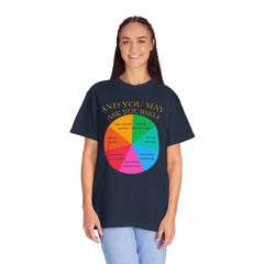 Motivational Talking Head Unisex Garment-Dyed T-Shirt - "And You May Ask Yourself"