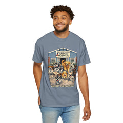 Front Graphic "Who Let the Dogs Out?" Baldwin Harbor Animal Hospital Cute Vet Clinic T Shirt