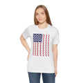 Personalized Dog Silhouette on American Flag - Tell us your dog breed, Unisex Short Sleeve Tee, Golden Retriever Silhouette Shown, Patriotic Shirt, Patriotic Pooch