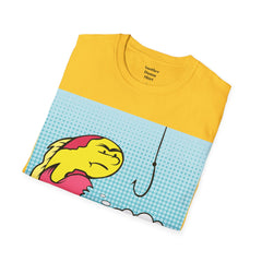 Hooked On Something Pop Art FISH Unisex Softstyle T Shirt  Reel this one in hook line and sinker