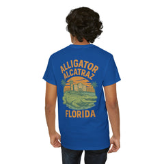 Alligator Alcatraz Unisex Heavy Cotton Tee, Florida Souvenir Shirt, Travel Gift, Vintage Style Tee, Nature Lover Apparel