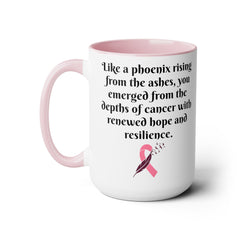 Phoenix mug, cancer survivor gift, hope mug, resilience gift, awareness mug, survivor coffee cup, cancer recovery gift, phoenix rising mug