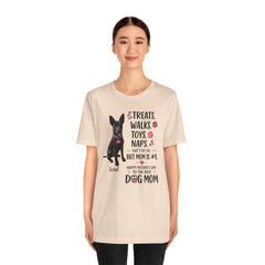 Personalized Your Dog and its name Mother's Day T-Shirt — 'Treats. Walks. Toys. Naps.