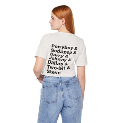 The Outsiders Shirt, Front and Back Images, Greasers Characters Shirt, Unisex Jersey Short Sleeve Tee