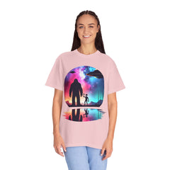 Bigfoot & Alien Nightscape T-Shirt — Sasquatch UFO Graphic Tee