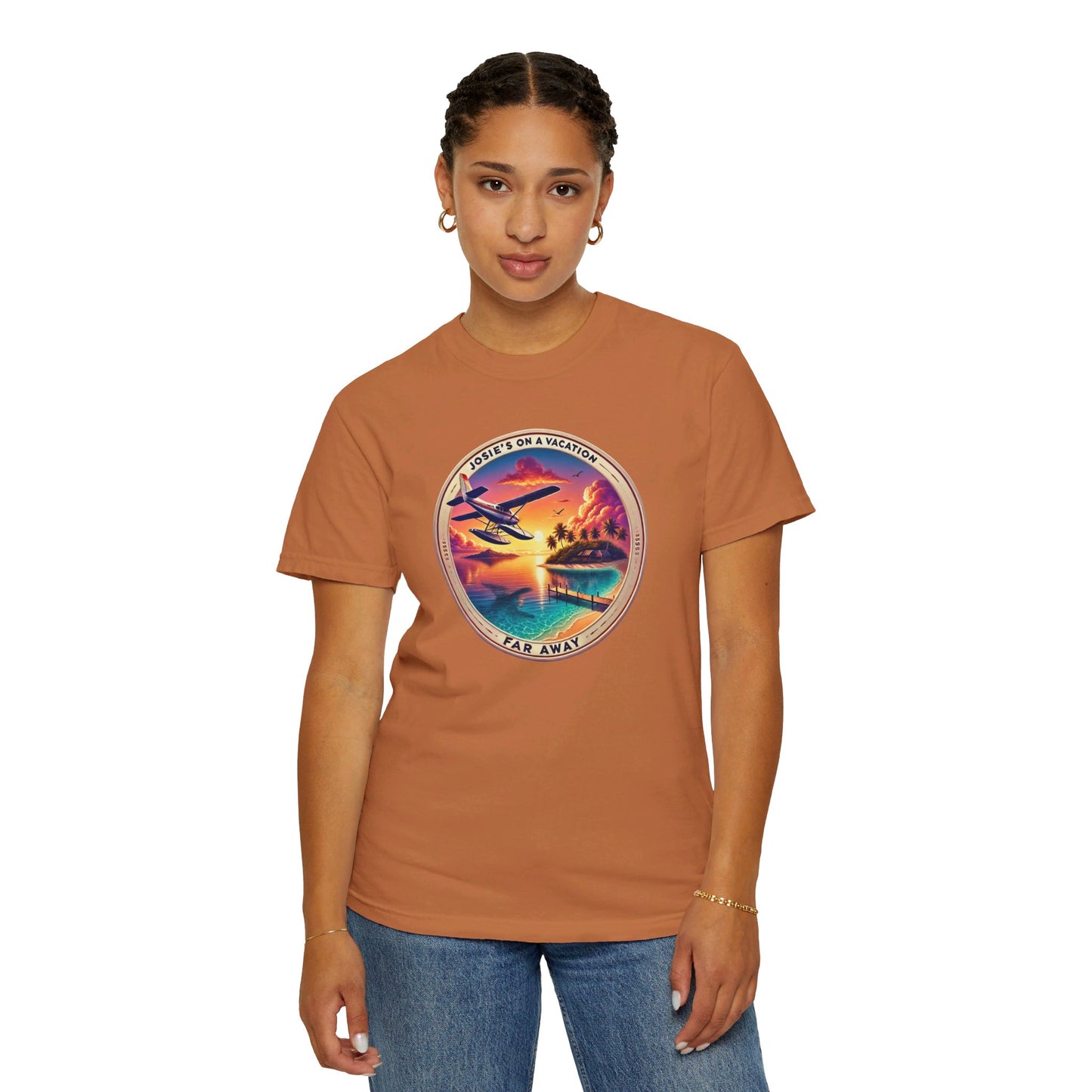 Josies On A Vacation Far Away Graphic Unisex Garment-Dyed T-shirt