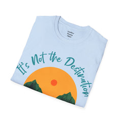 Its Not The Destination Its The Journey Retro Sunset Unisex Softstyle T-Shirt  A unique motivational expression of setting goals