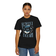 Whales, Respect The Ocean -  Graphic Unisex Garment-Dyed T-shirt