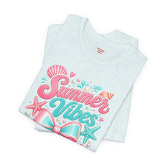 Summer Vibes Tee — Pastel Seashell Bow Beach T-Shirt