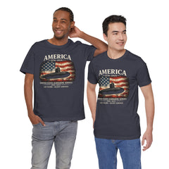 America 250th Submarine 125th Flag T-Shirt — Vintage USA Military Tee