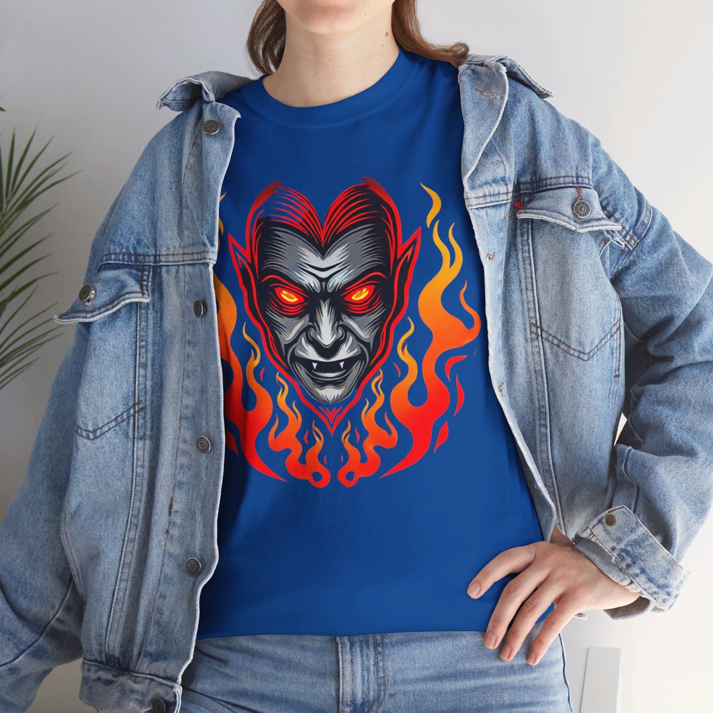 Flaming Fire Vampire - Graphic Unisex Heavy Cotton Tee