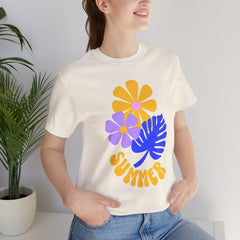 Summer Floral Tee — Retro Flowers & Monstera Design