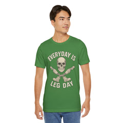 Fitness Tee | Leg Amputee Funny Skull, Everyday Leg Day Gym Shirt, Workout Top