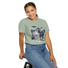 UFO Meets Cowboy Vintage Graphic T-Shirt — Retro Western Alien Tee