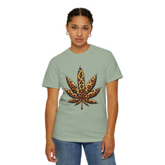 Vintage Leopard Cannabis Leaf T-shirt — Weed Lover Stoner Gift