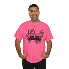 Abstract Retro Racing Car Unisex Heavy Cotton Tee | Perfect for Car Enthusiasts, Father's Day Gift, Casual Wear, Vintage Style, Unique Graphic Shirt