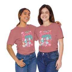Summer Vibes Tee — Pastel Seashell Bow Beach T-Shirt