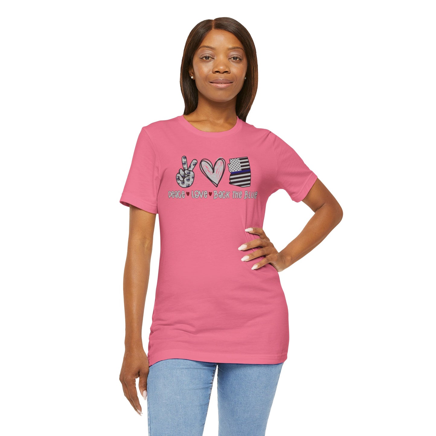 Peace Love Back The Blue in Alaska, Graphic Unisex Short Sleeve Tee