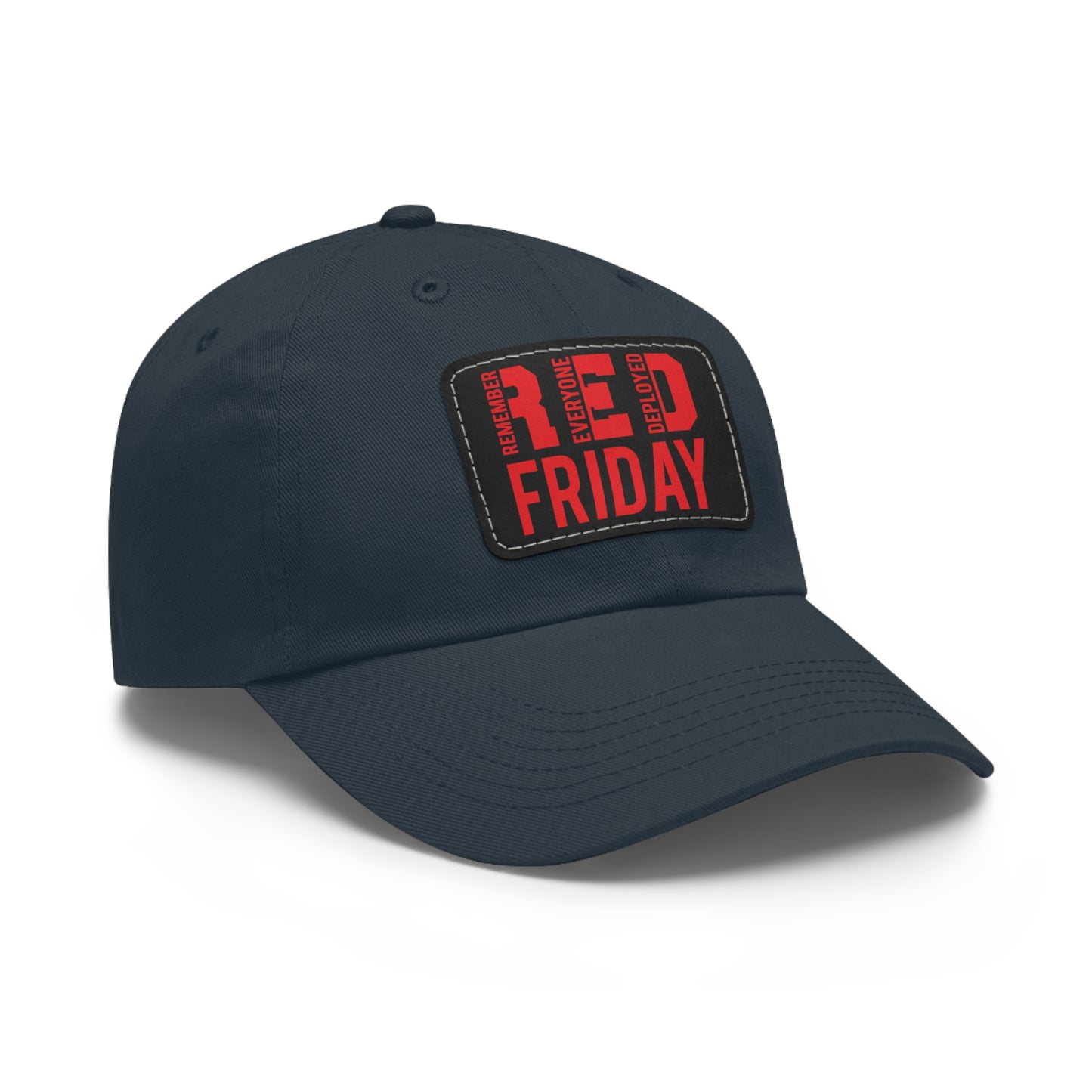 RED Friday unisex ball cap with Leather Patch (Rectangle) / Remember Everyone Deployed /awareness / honor military / active duty /