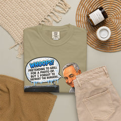 Grill Master Grandpa Funny BBQ T-Shirt — "Whoops! Pretending to Grill for a Photo" Graphic Tee