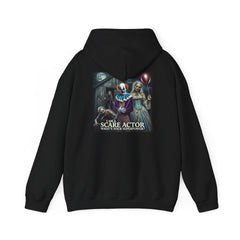 Scare Actor Unisex Pullover Hoodie — Front Logo & Back Horror Graphic