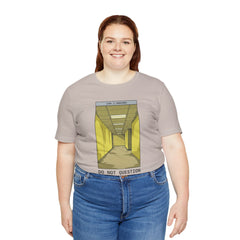 Do Not Question The Hallway T-Shirt — Retro Yellow Corridor Graphic Tee