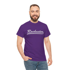 Rochester Unisex Heavy Cotton Tee - Retro Dunder Mifflin Design for Nostalgic Fans