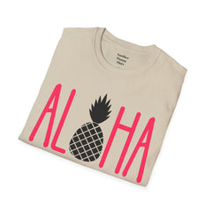 ALOHA with A PineApple Center Unisex Softstyle T-Shirt  Hawaii is so overrated. Grab a T Shirt and a PinaColada instead.