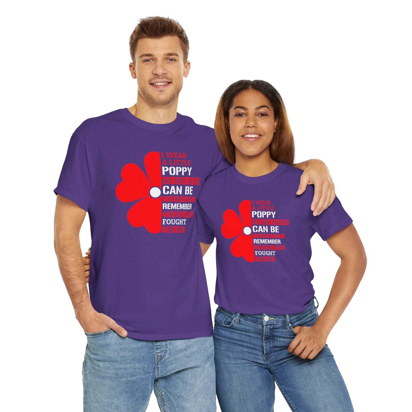 Memorial Day Poppy Tee, For Those Who Fought For Me, Unisex Cotton Tee