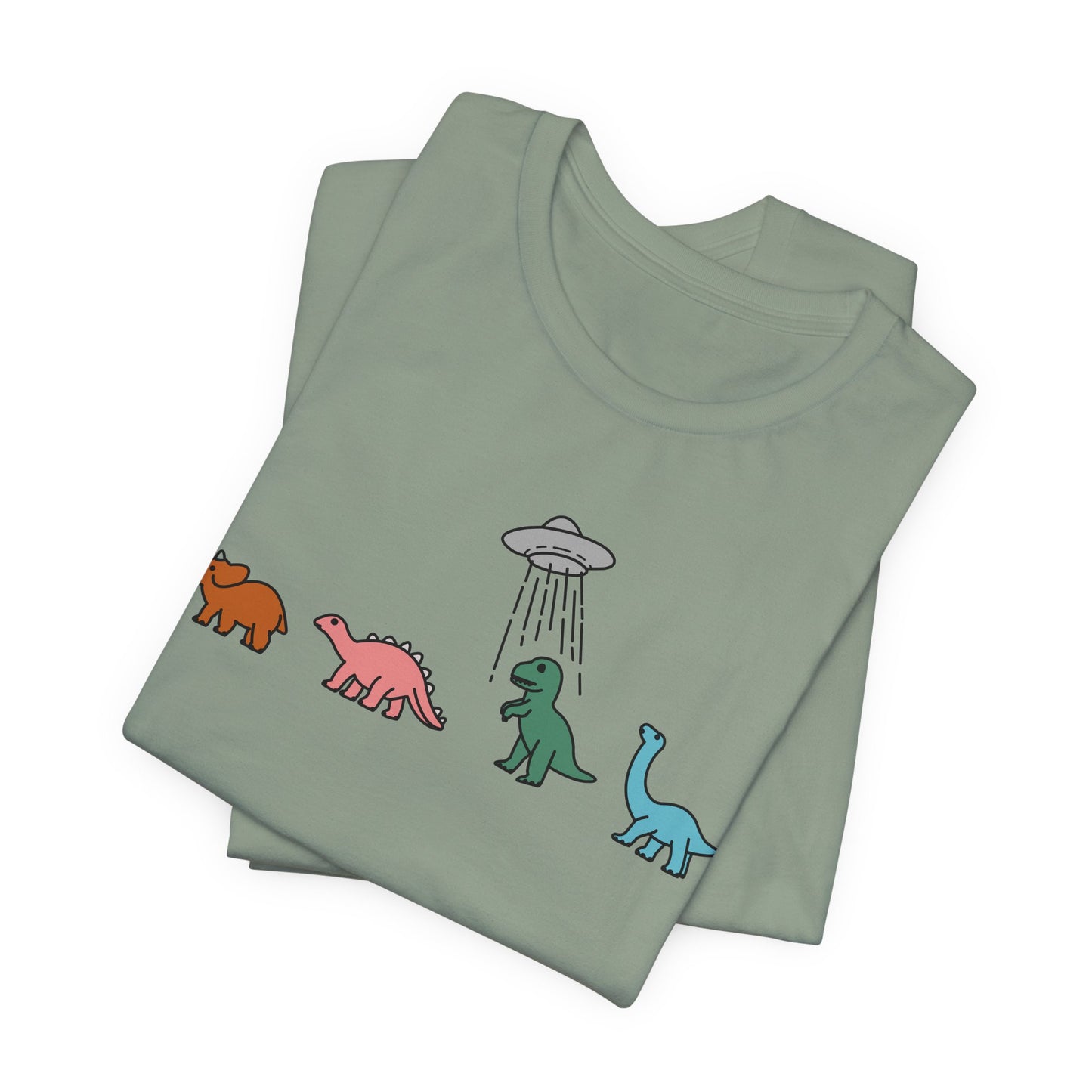 UFO and Dinosaurs Retro Unisex Jersey Short Sleeve Tee