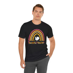 Thankful Teacher T‑Shirt – Retro Rainbow Turkey Teacher Appreciation Tee