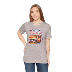 Happy 4th Of July Burger and Mug Graphic, Unisex Jersey Short Sleeve Tee