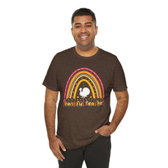Thankful Teacher T‑Shirt – Retro Rainbow Turkey Teacher Appreciation Tee