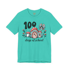 100 DAYS OF SCHOOL Toadstool House - Unisex Short Sleeve Tee | Elementary School Holiday, Teacher Apparel, Kids Motivation, Teacher Sarcasm