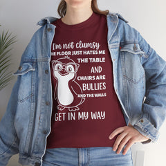 Clumsy Funny Penguin Graphic Tee | Unisex Heavy Cotton Tee | Great Gift for Animal Lovers, Birthdays, Casual Wear, Humorous Gifts, Everyday Style