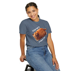 A Fat Cat Is A Happy Cat - Graphic Unisex Garment-Dyed T-shirt