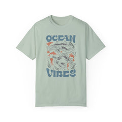 Whales and Dolphins, Ocean Vibes -  Graphic Unisex Garment-Dyed T-shirt