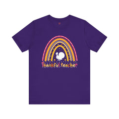 Thankful Teacher T‑Shirt – Retro Rainbow Turkey Teacher Appreciation Tee