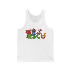 College Mascot Unisex Tank Top - Russell Sage Purple Cow, Red Devil, Golden Horseshoe, Blue Angel Enter into the Notes Box Before Purchase what your Graduation Year Is And We will Imprint It on the Back of Your Top