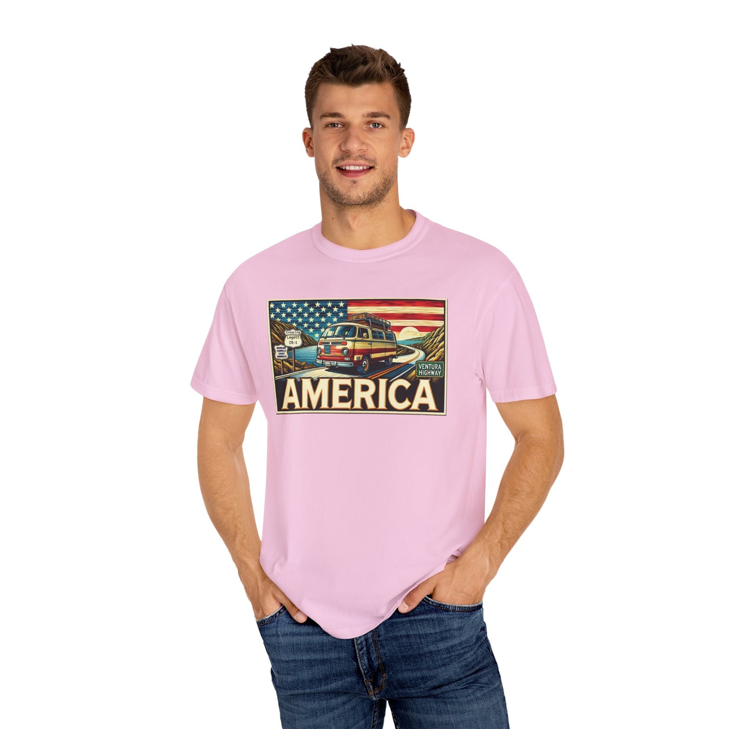 Ventura Highway Driving America Graphic Comfort Colors Unisex Garment Dyed T-shirt