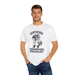 Certified Shenanigans Specialist T-shirt, Funny Tee, Unique Gift for Raccoon Lovers, Casual Wear, Birthday, Party Shirt