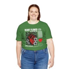 Heart Flower Tee - Nuturing Affection In The Garden Of Life - Positive Vibes Unisex Jersey Short Sleeve Tee