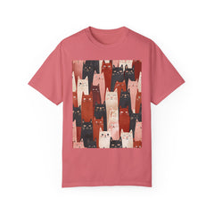 Cute Cat Print Unisex Garment-Dyed T-Shirt - Comfort Colors Soft Perfect for Animal Lovers and Casual Days