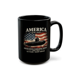 125th Submarine Service Coffee Mug — America 1776–2026 250th Anniversary Tribute (Black)