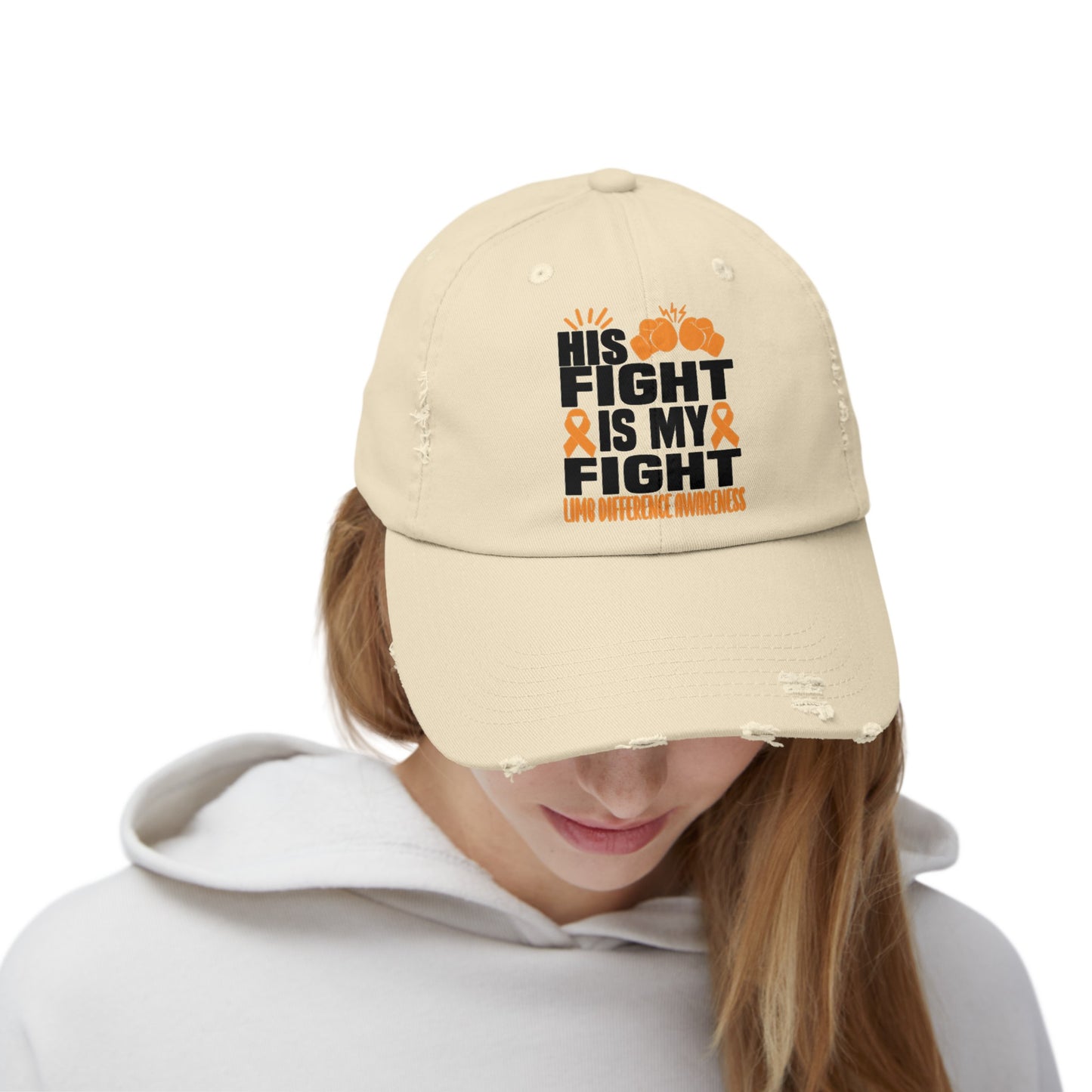 Amputee Support cap, His Fight Is My Fight, Limb Loss Awareness cap, distressed unisex hat, amputee gift, recovery encouragement gift