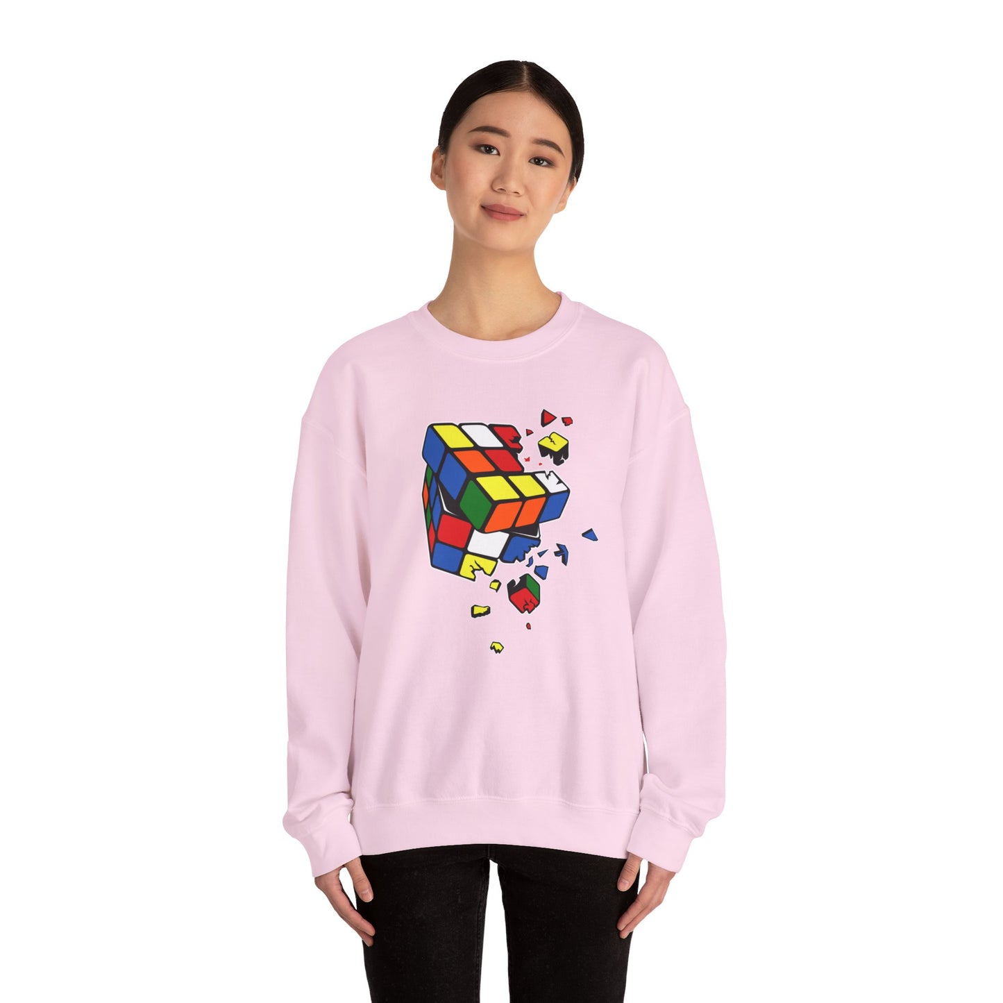 Cracked Rubik's Cube Unisex Heavy Blend™ Crewneck Sweatshirt