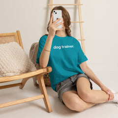 Dog Trainer T‑Shirt — "dog trainer." Front Logo with "we believe..." Positive Training Back Text
