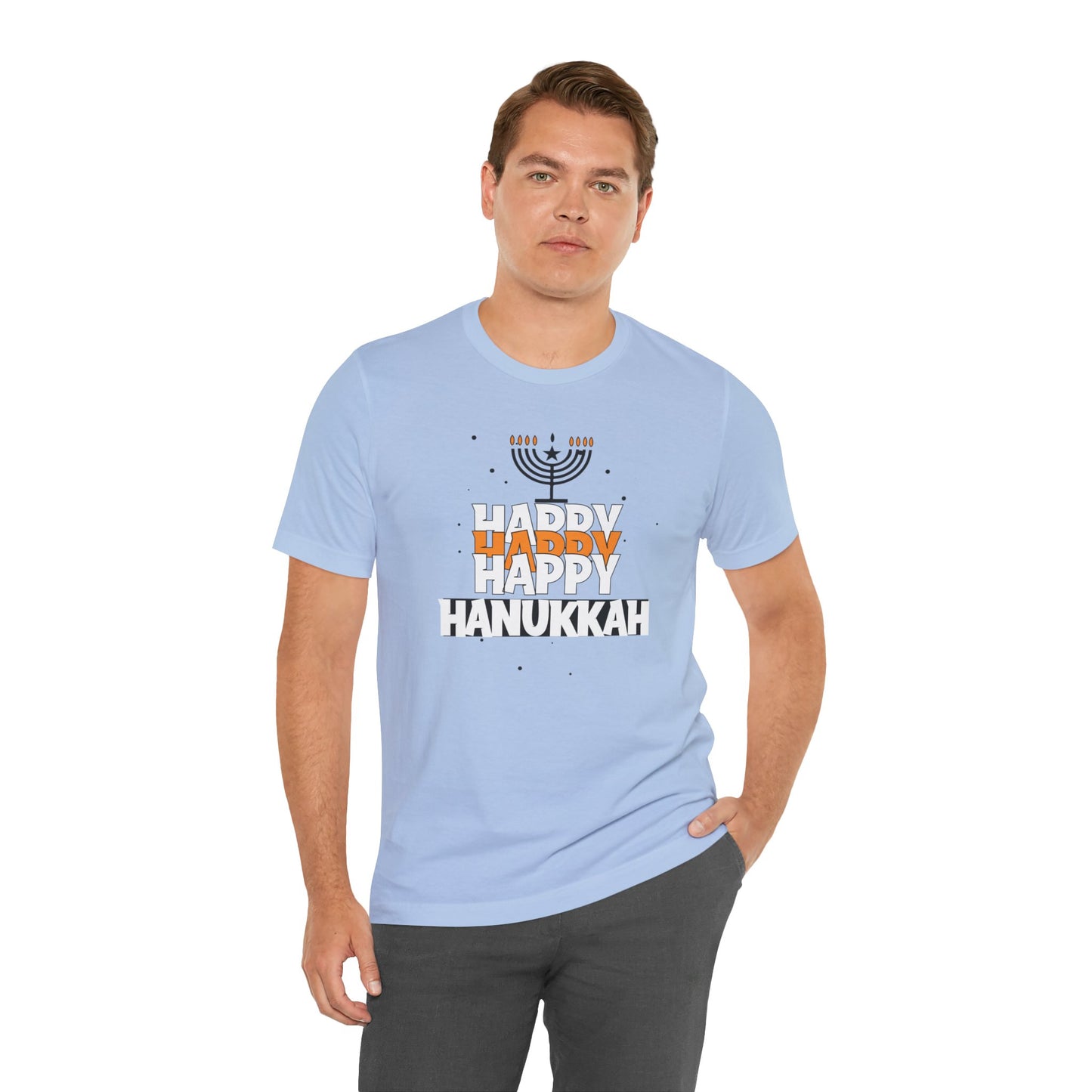 Happy Hanukkah Menorah - Unisex Jersey Short Sleeve Tee